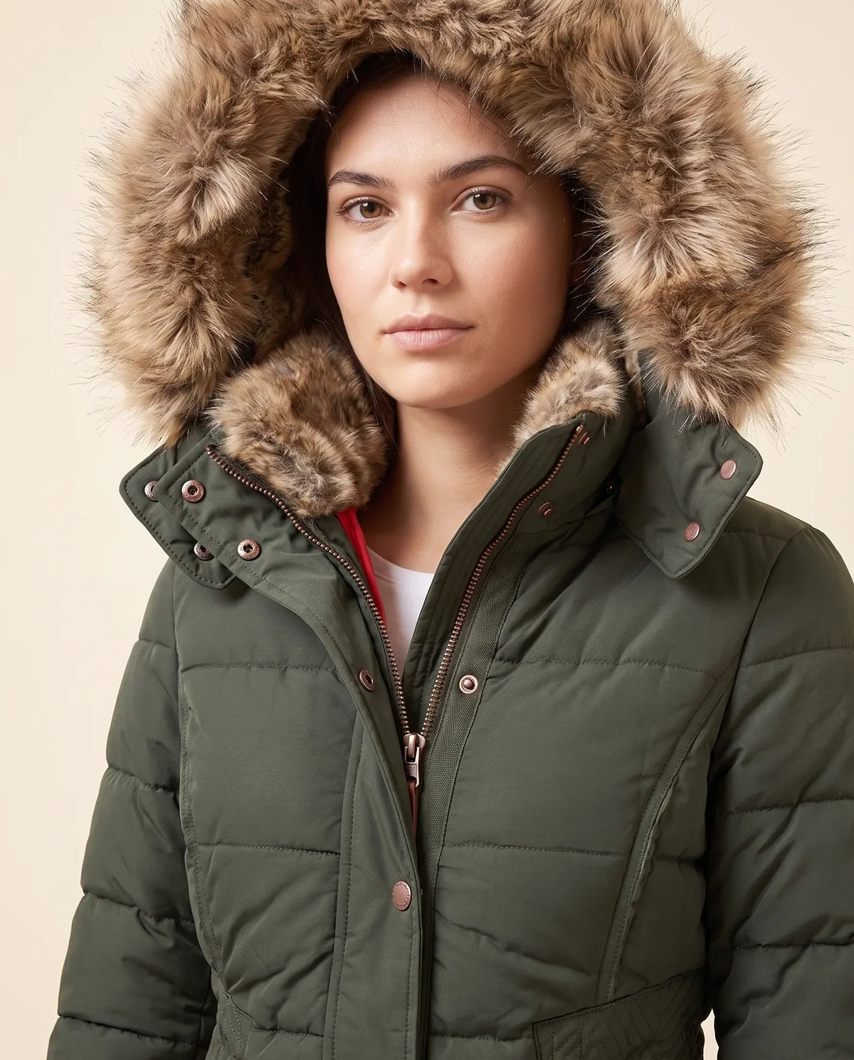 Iris Puffer Jacket for Women - Hooded Padded Winter Zip-Up