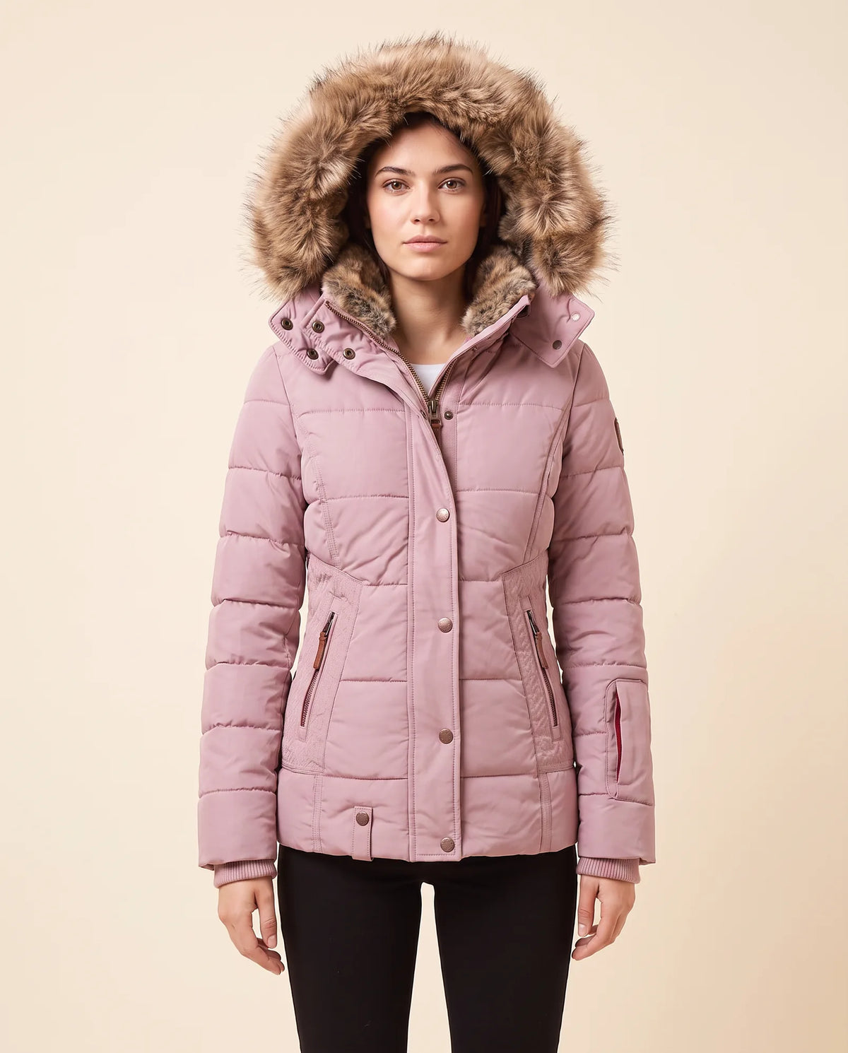 Iris Puffer Jacket for Women - Hooded Padded Winter Zip-Up