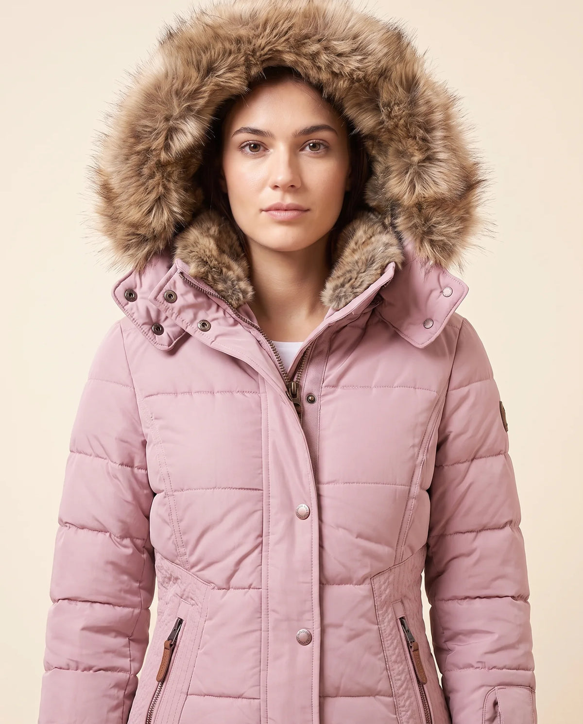 Iris Puffer Jacket for Women - Hooded Padded Winter Zip-Up