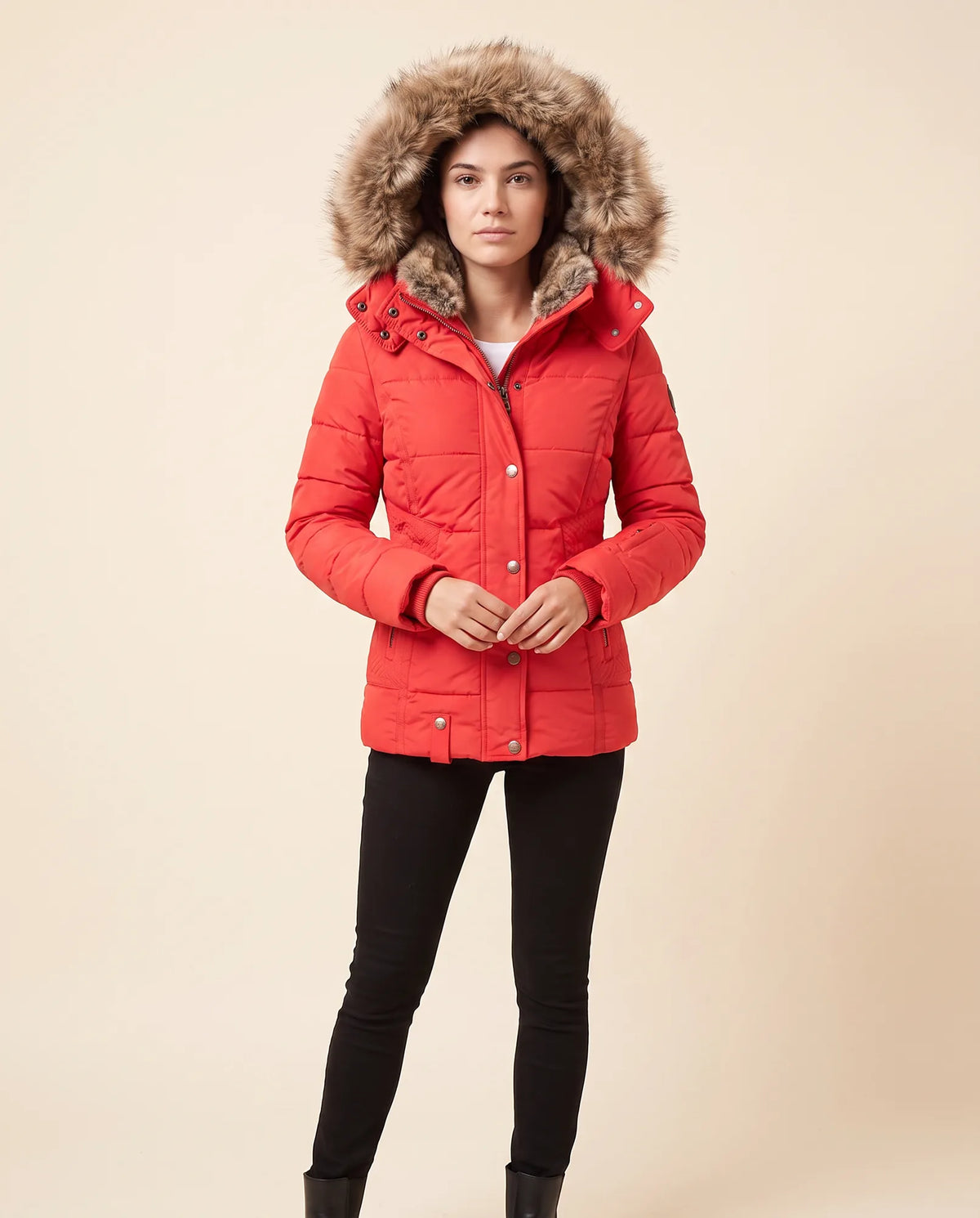 Iris Puffer Jacket for Women - Hooded Padded Winter Zip-Up