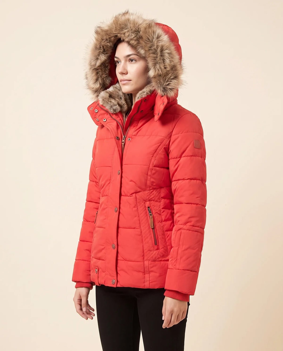 Iris Puffer Jacket for Women - Hooded Padded Winter Zip-Up