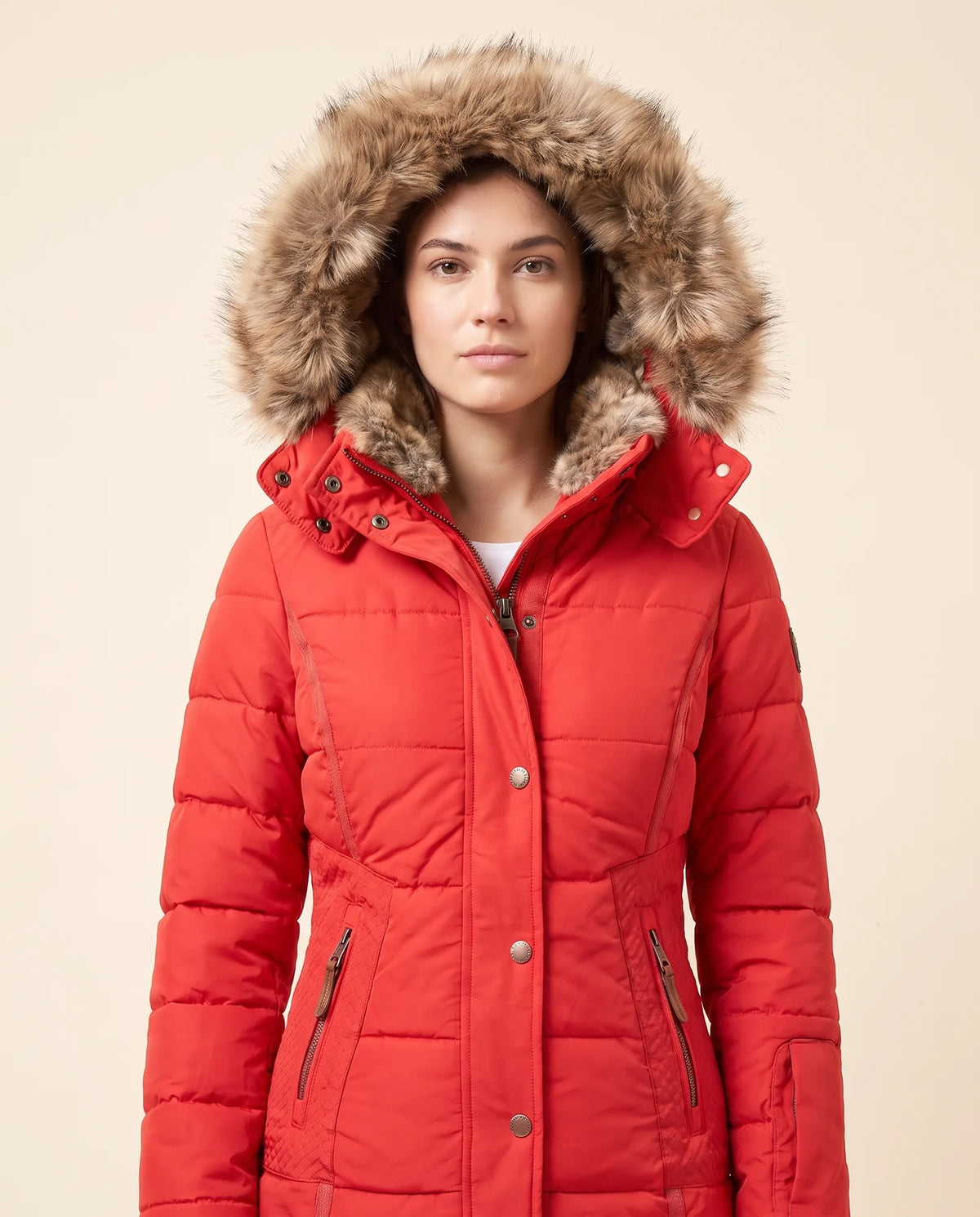 Iris Puffer Jacket for Women - Hooded Padded Winter Zip-Up