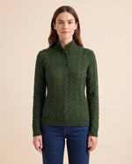 Maeve Sweater for Women - Cable Knit Button Neck Stand Collar