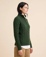 Maeve Sweater for Women - Cable Knit Button Neck Stand Collar