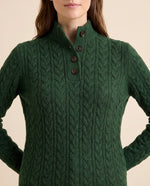 Maeve Sweater for Women - Cable Knit Button Neck Stand Collar