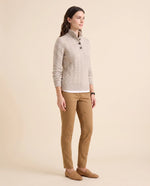 Maeve Sweater for Women - Cable Knit Button Neck Stand Collar