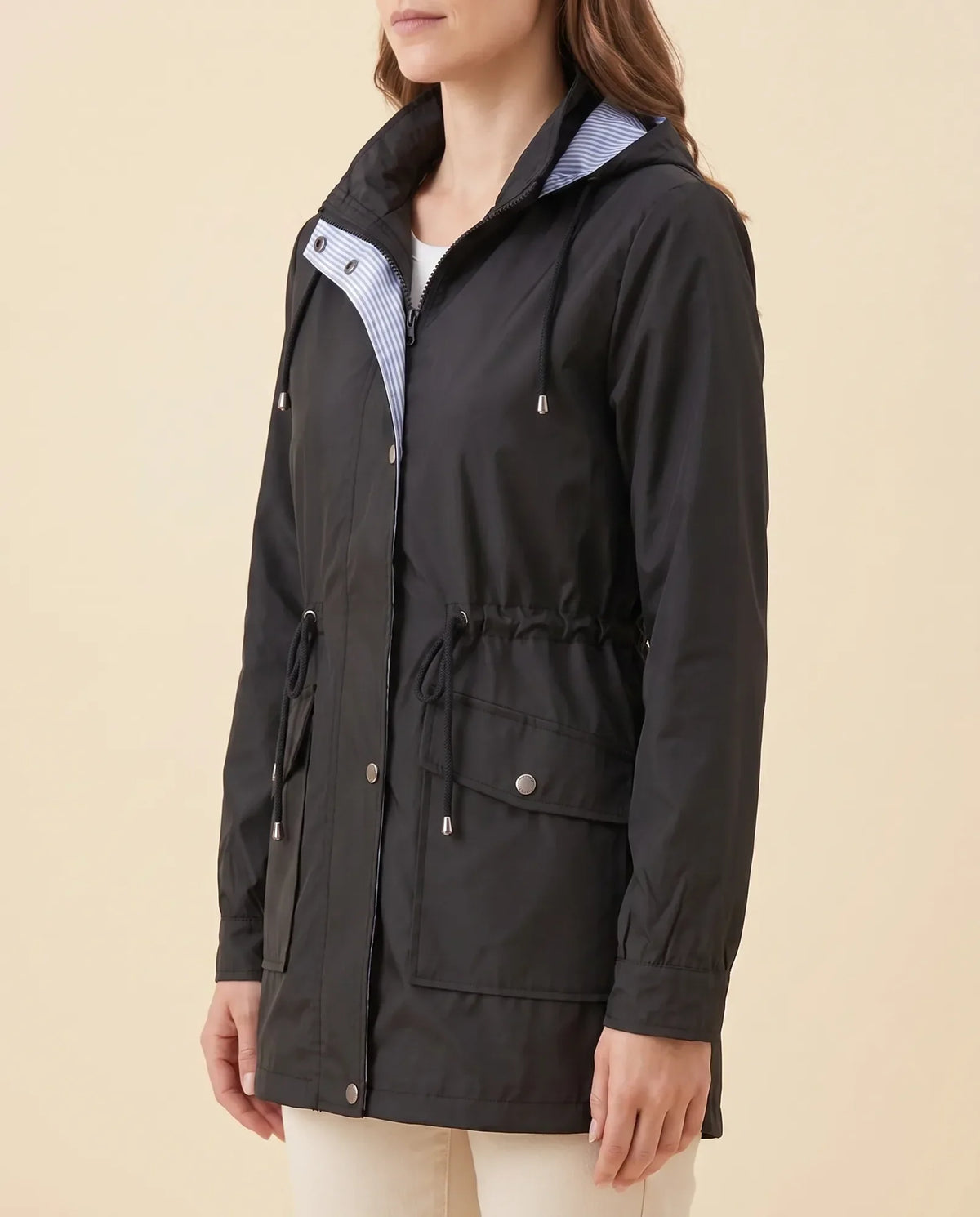 Mira Trench Coat for Women - Hooded Water-Repellent Longline