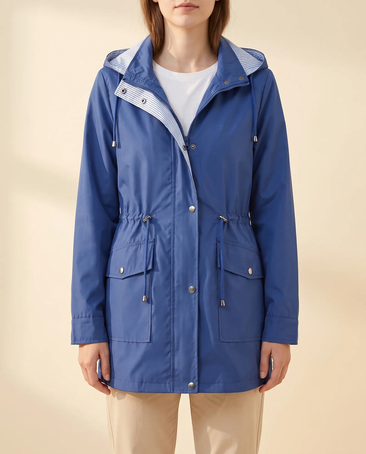 Mira Trench Coat for Women - Hooded Water-Repellent Longline