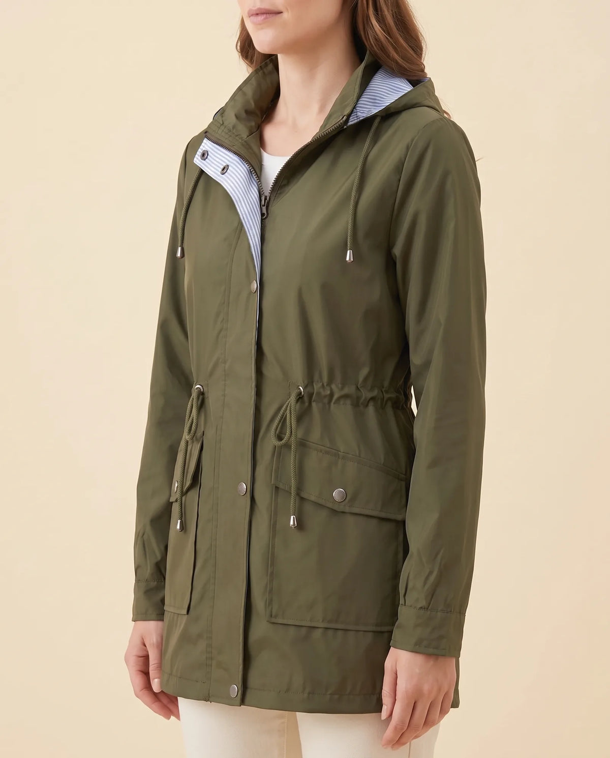 Mira Trench Coat for Women - Hooded Water-Repellent Longline