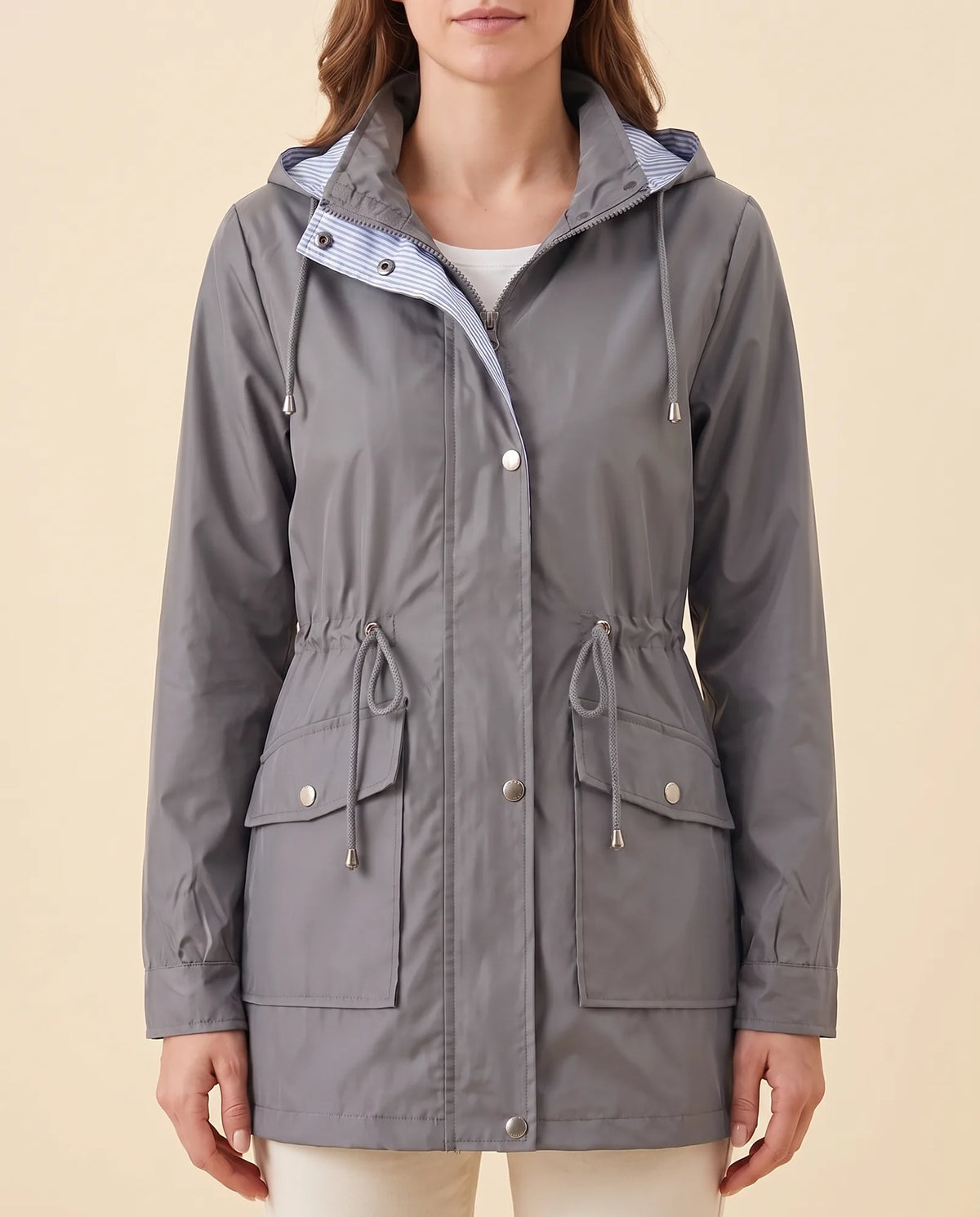 Mira Trench Coat for Women - Hooded Water-Repellent Longline