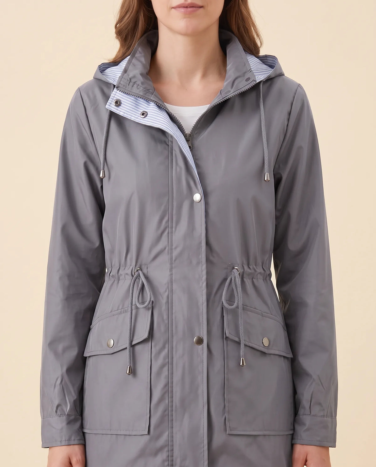 Mira Trench Coat for Women - Hooded Water-Repellent Longline