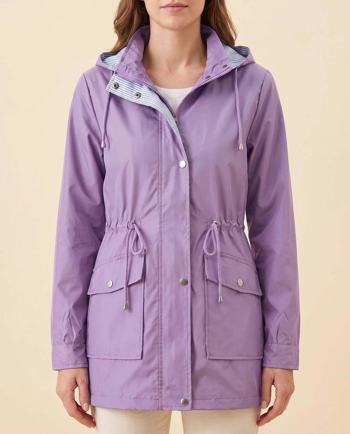 Mira Trench Coat for Women - Hooded Water-Repellent Longline
