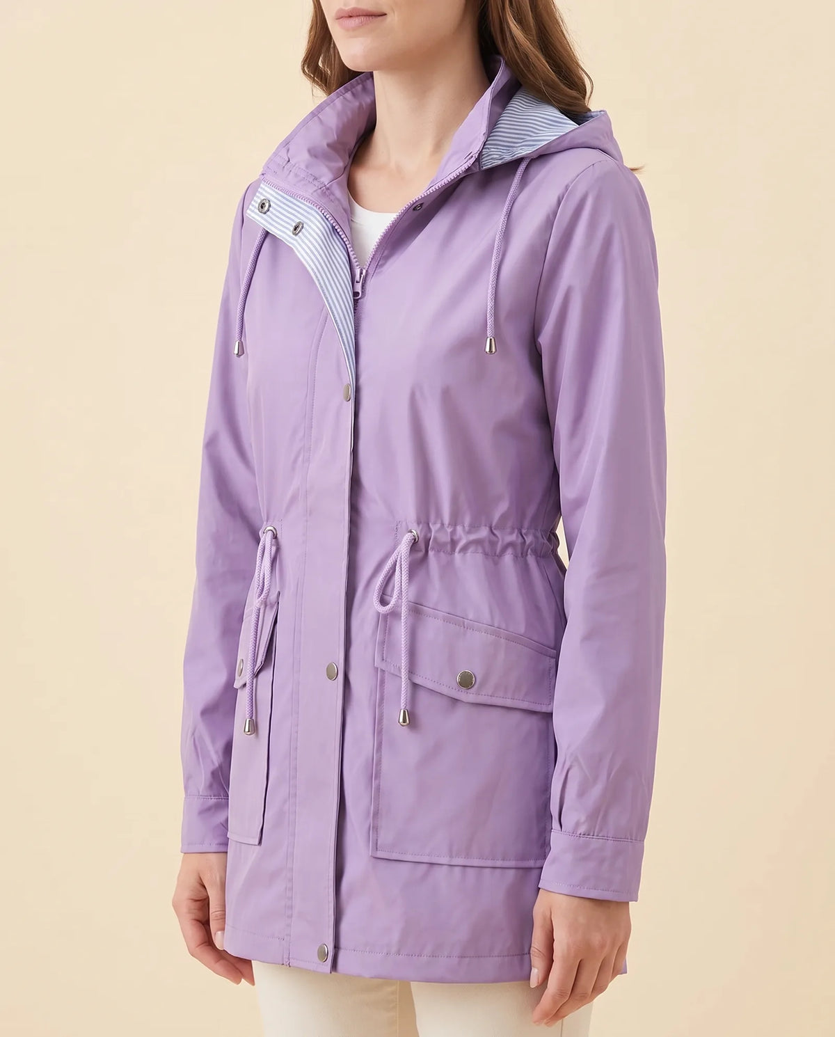 Mira Trench Coat for Women - Hooded Water-Repellent Longline