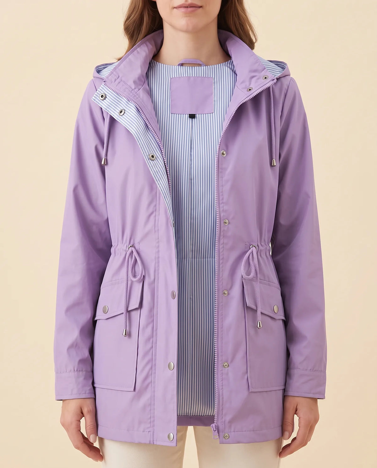 Mira Trench Coat for Women - Hooded Water-Repellent Longline