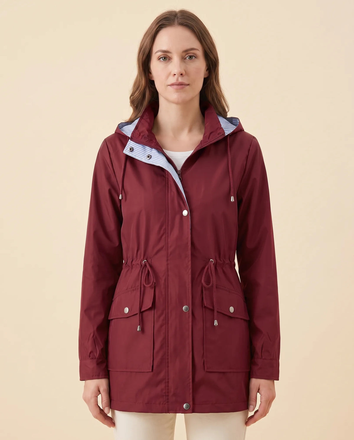 Mira Trench Coat for Women - Hooded Water-Repellent Longline