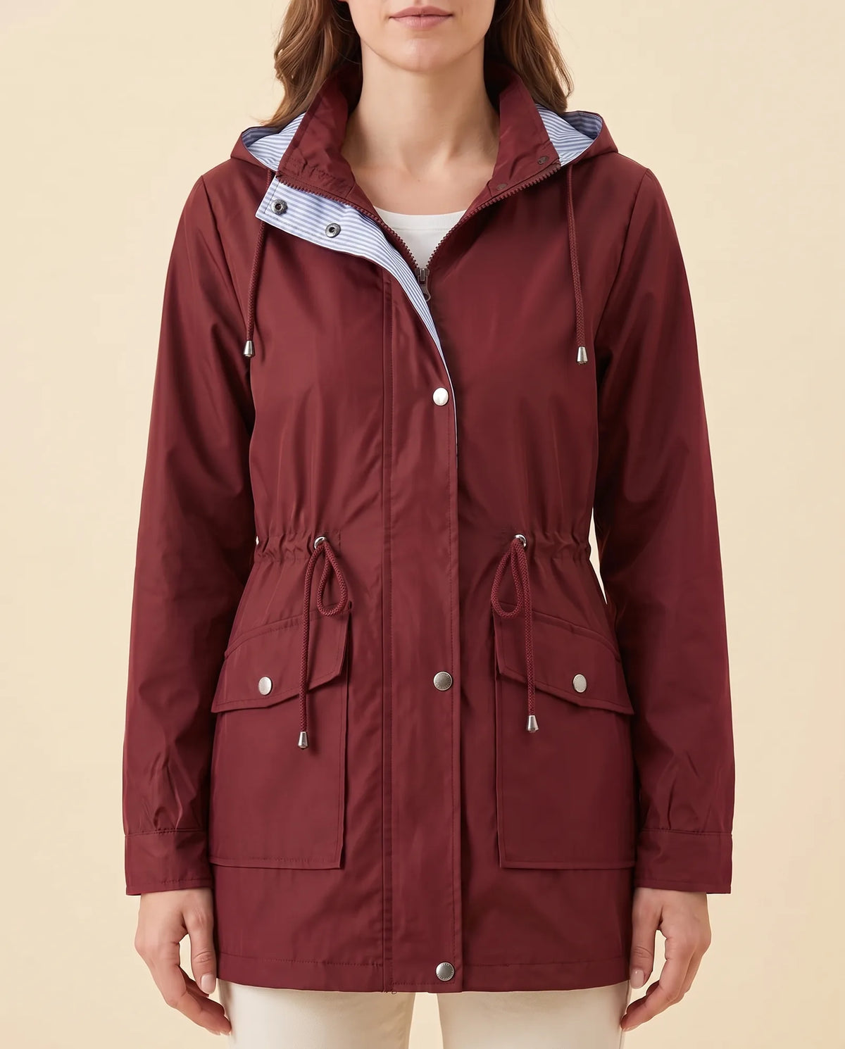 Mira Trench Coat for Women - Hooded Water-Repellent Longline