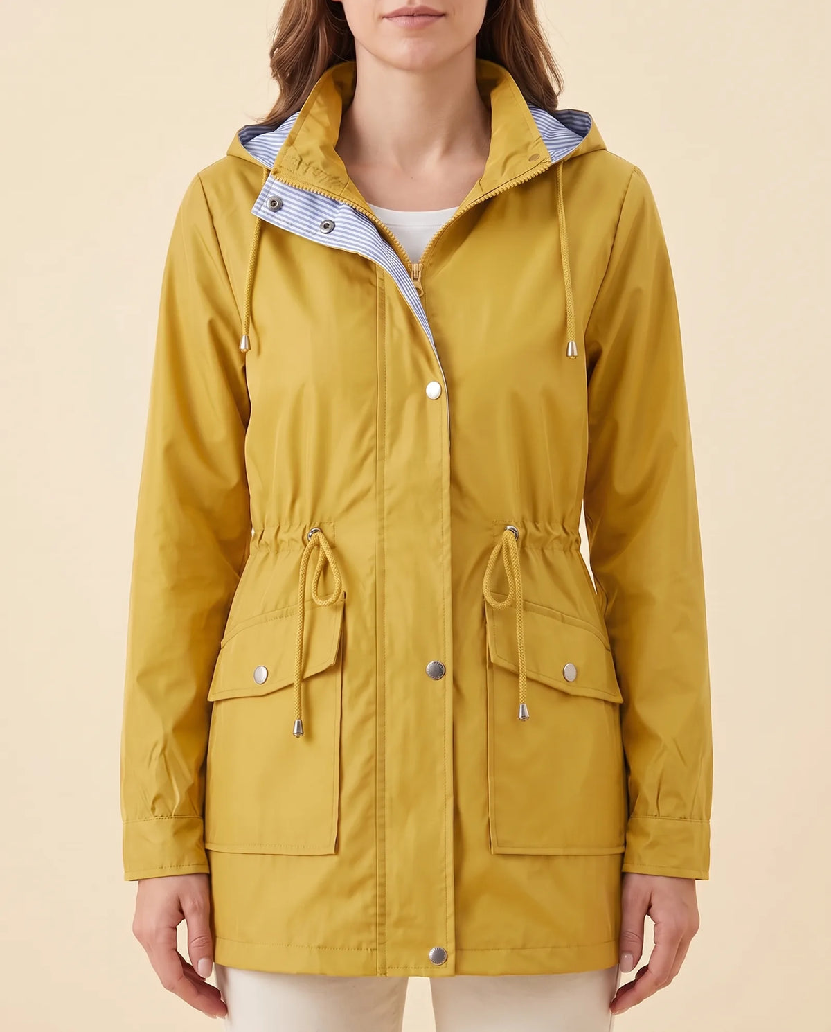 Mira Trench Coat for Women - Hooded Water-Repellent Longline