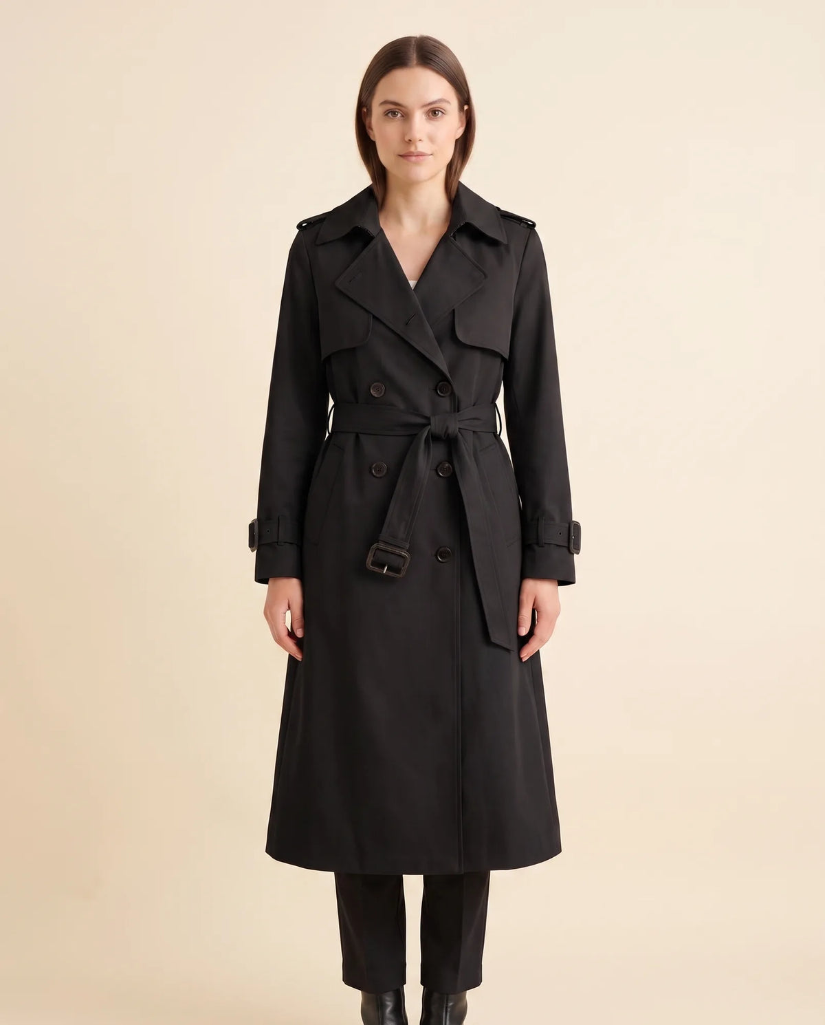Nell Trench Coat for Women - Double-Breasted Belted Longline