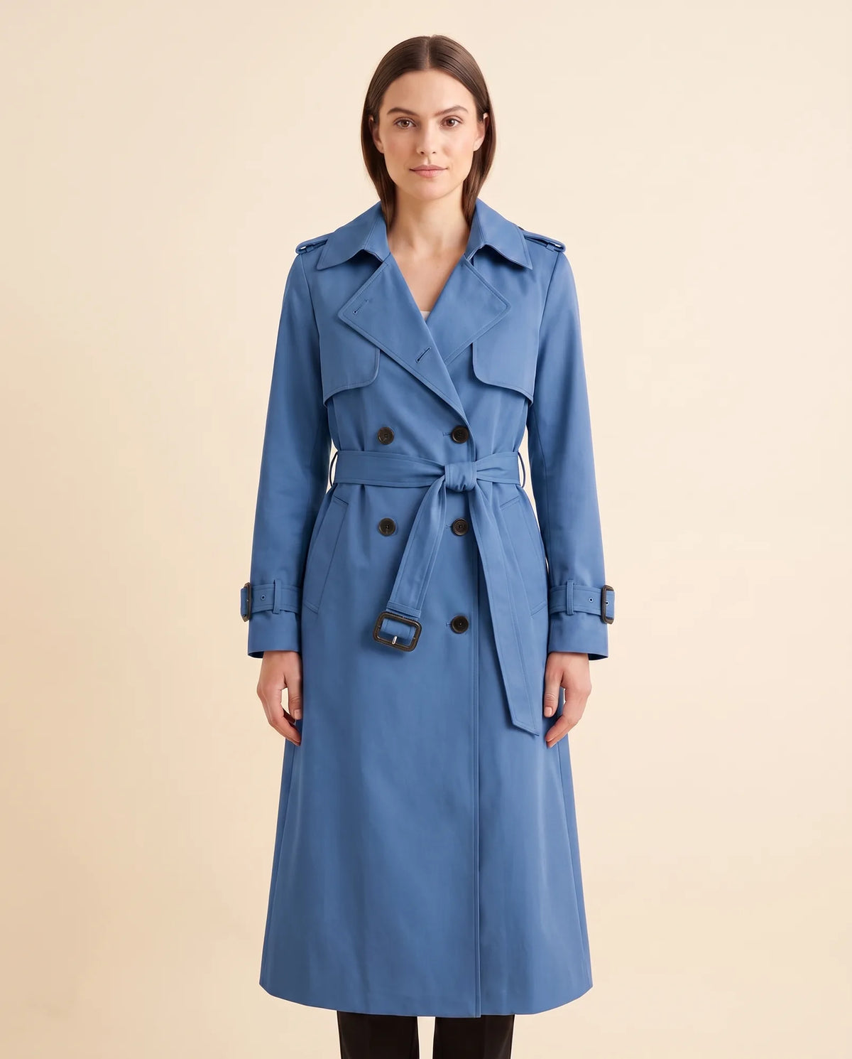 Nell Trench Coat for Women - Double-Breasted Belted Longline