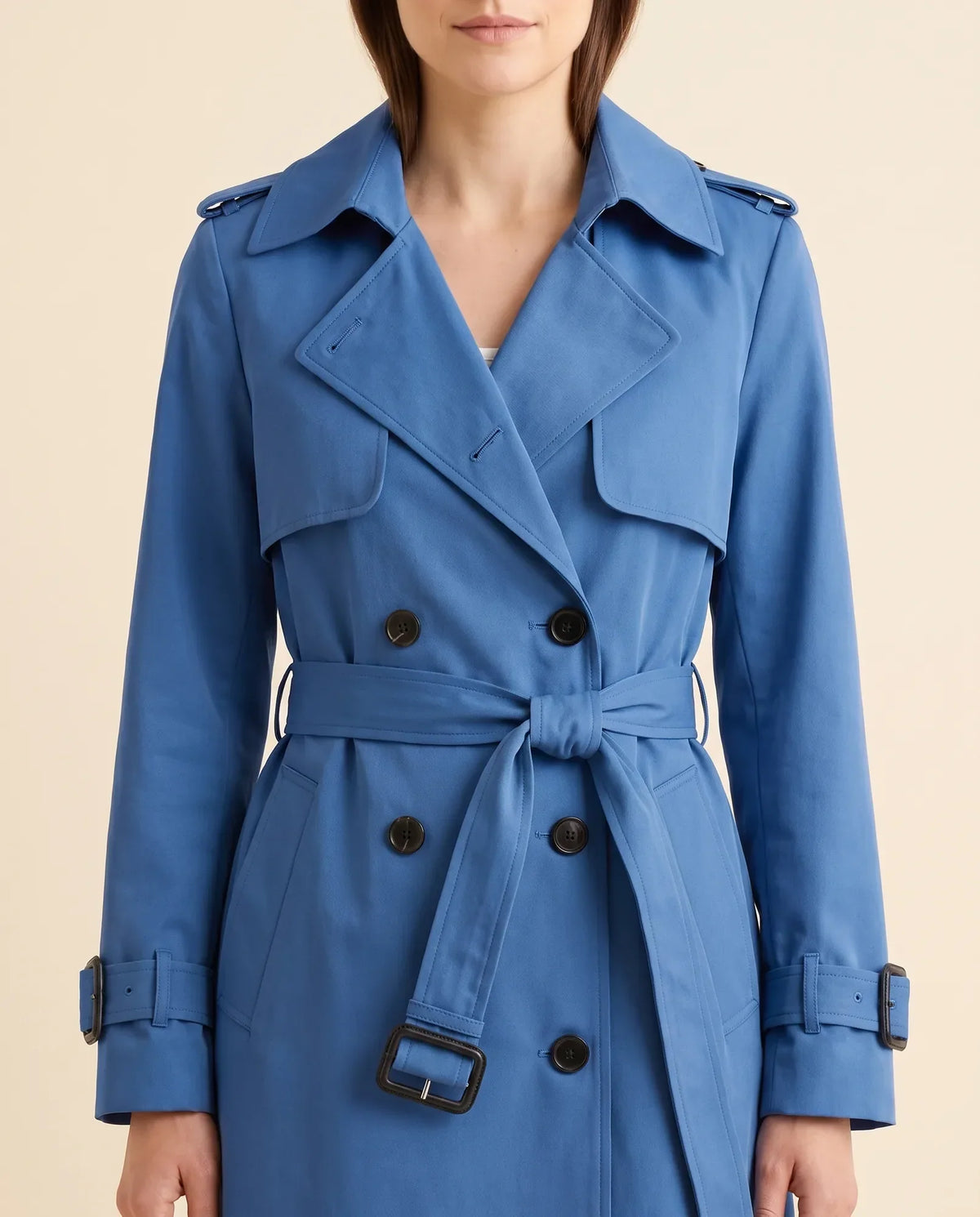 Nell Trench Coat for Women - Double-Breasted Belted Longline