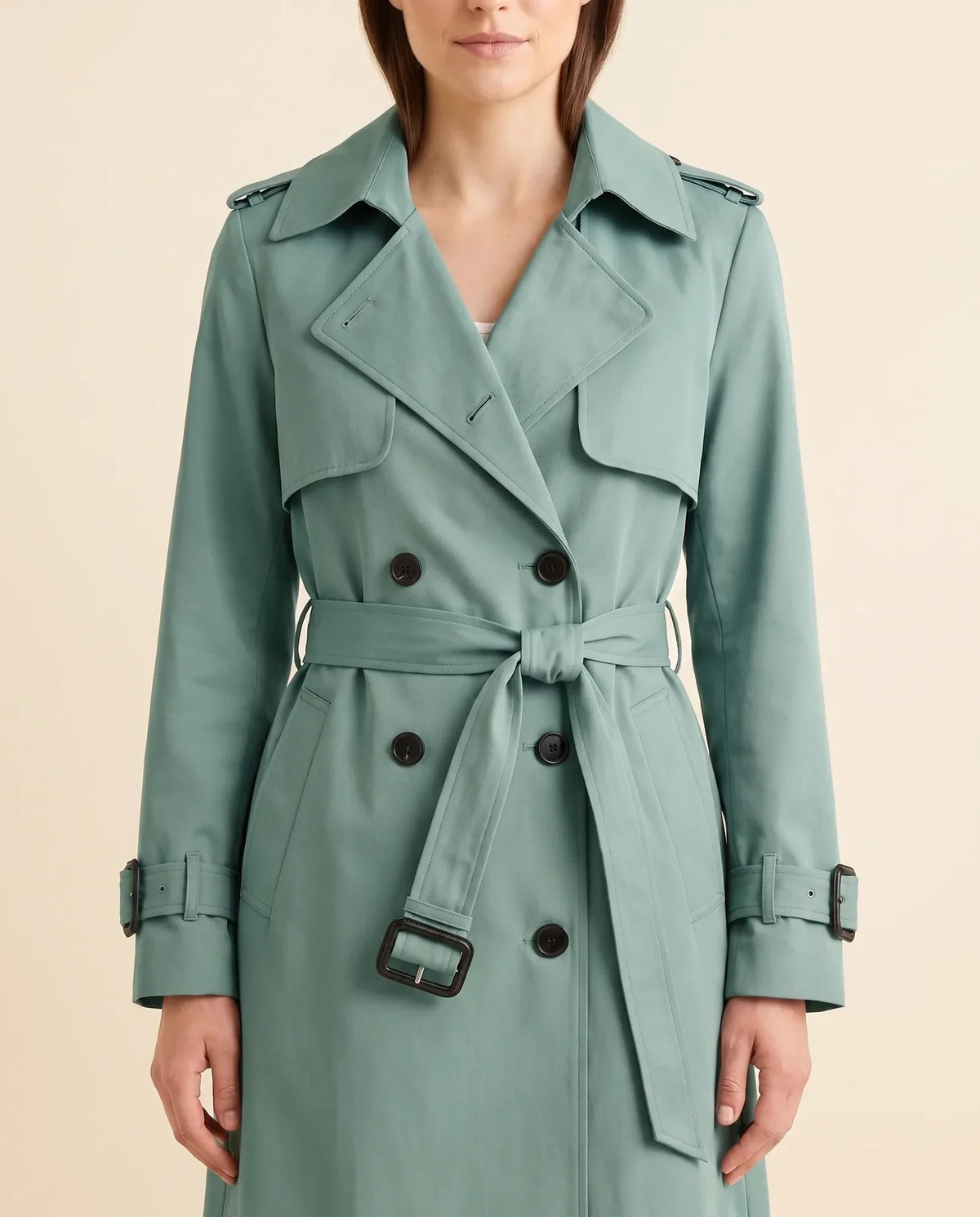 Nell Trench Coat for Women - Double-Breasted Belted Longline