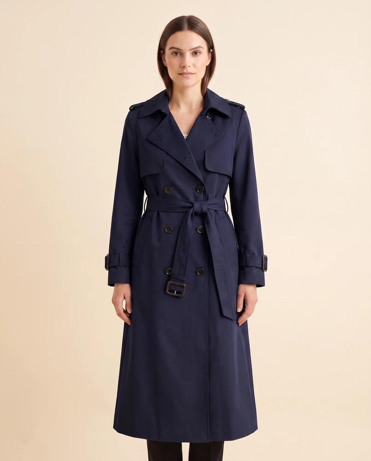 Nell Trench Coat for Women - Double-Breasted Belted Longline