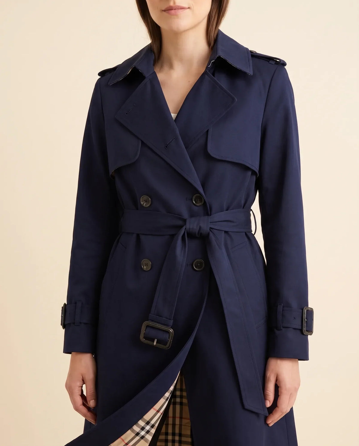 Nell Trench Coat for Women - Double-Breasted Belted Longline