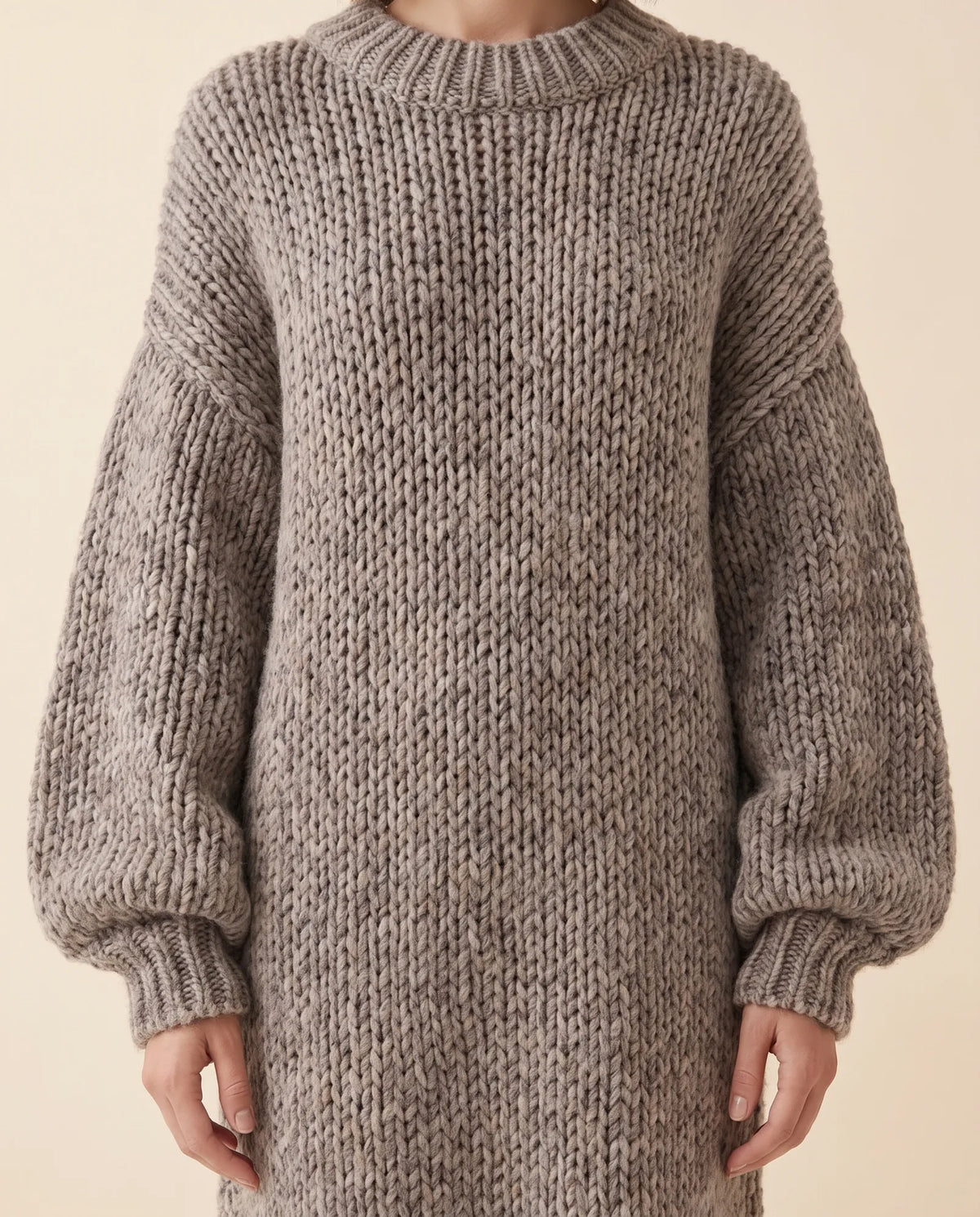 Noelle Maxi Sweater Dress for Women - Chunky Knit Oversized Balloon Sleeve