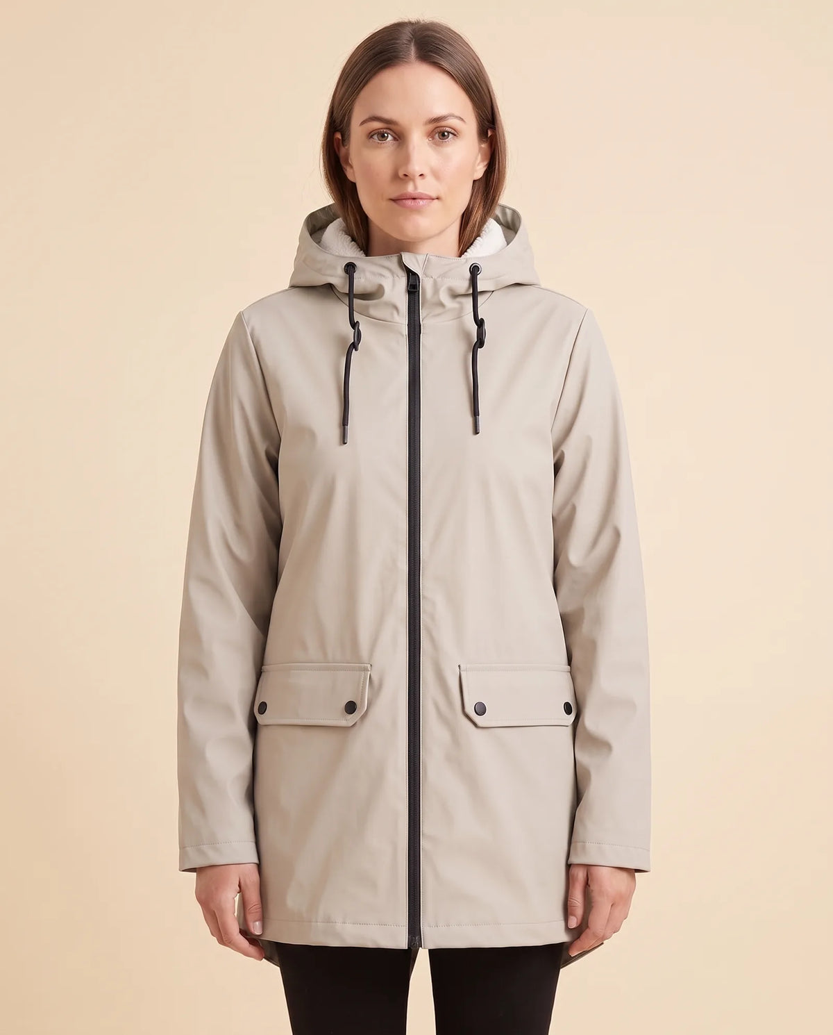 Pearl Hooded Coat for Women - Zip-Up Lined Winter Warm