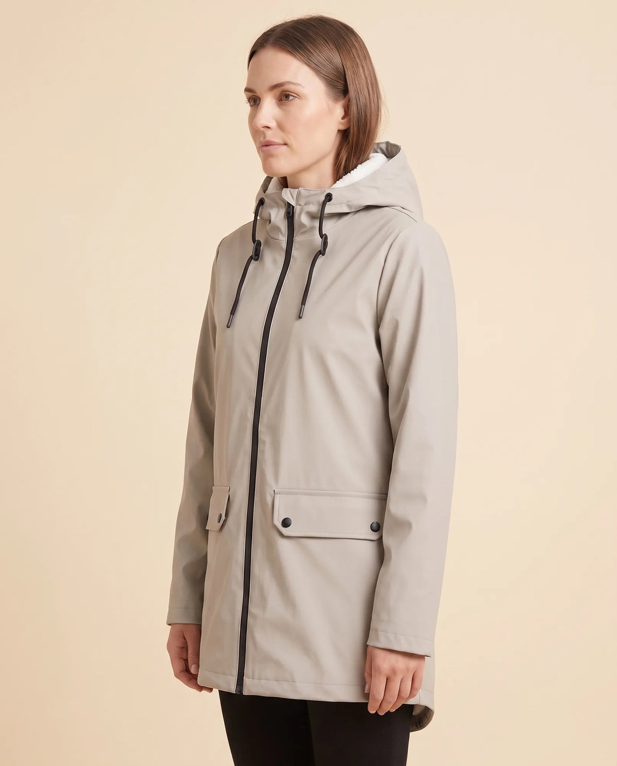 Pearl Hooded Coat for Women - Zip-Up Lined Winter Warm