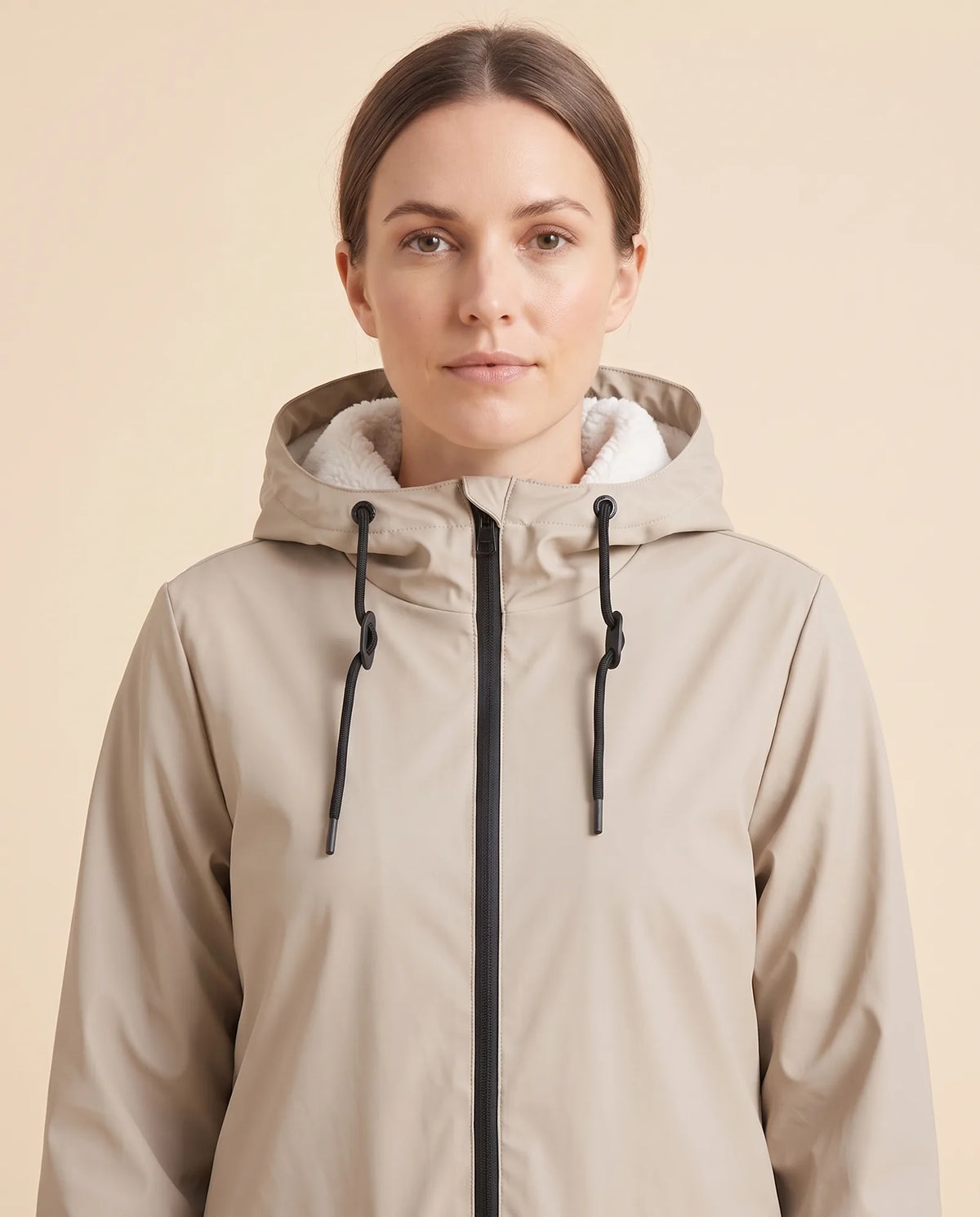 Pearl Hooded Coat for Women - Zip-Up Lined Winter Warm