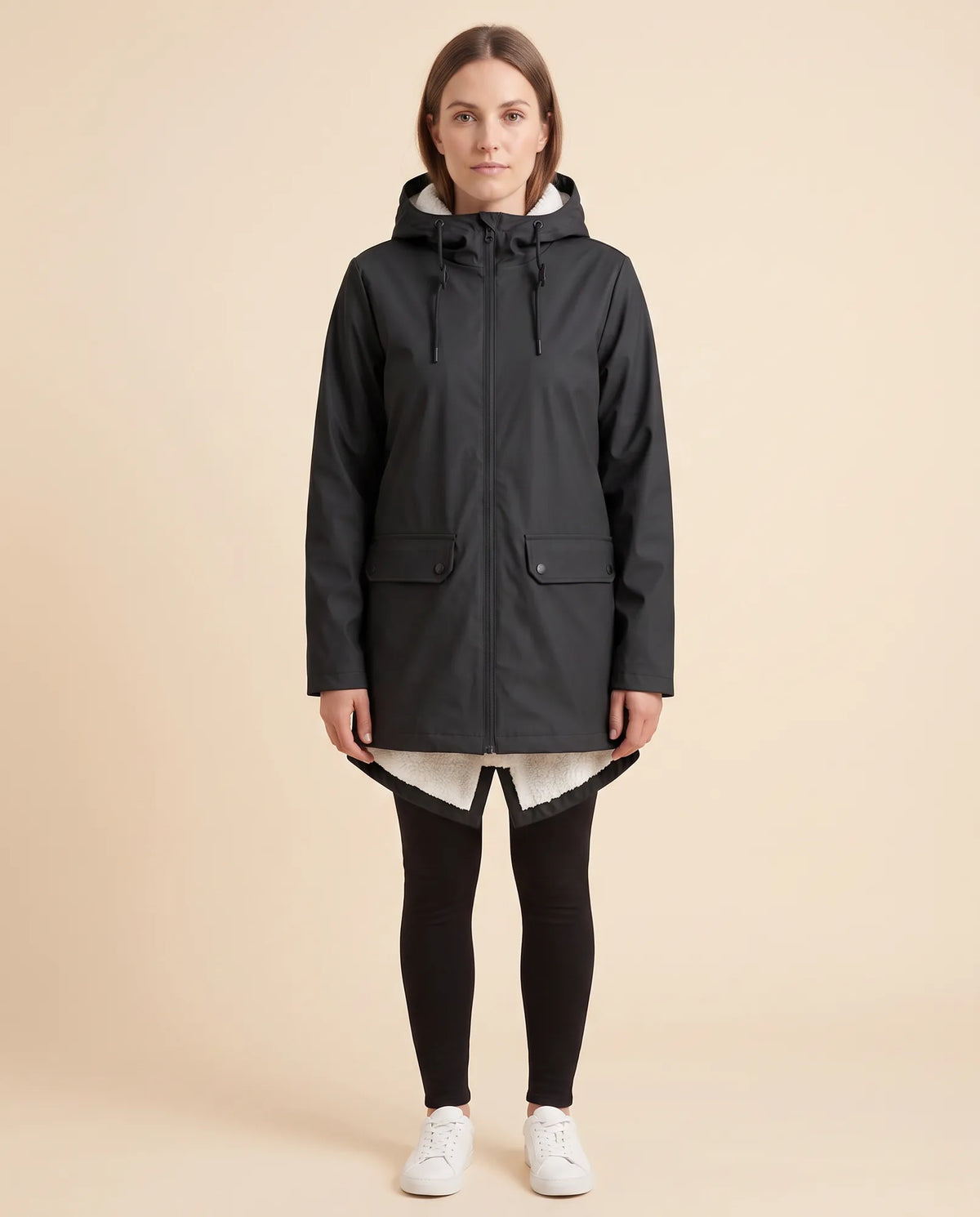 Pearl Hooded Coat for Women - Zip-Up Lined Winter Warm