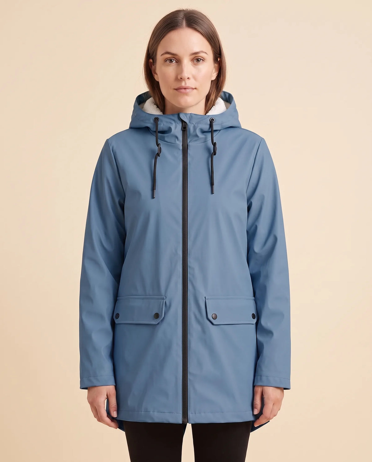 Pearl Hooded Coat for Women - Zip-Up Lined Winter Warm