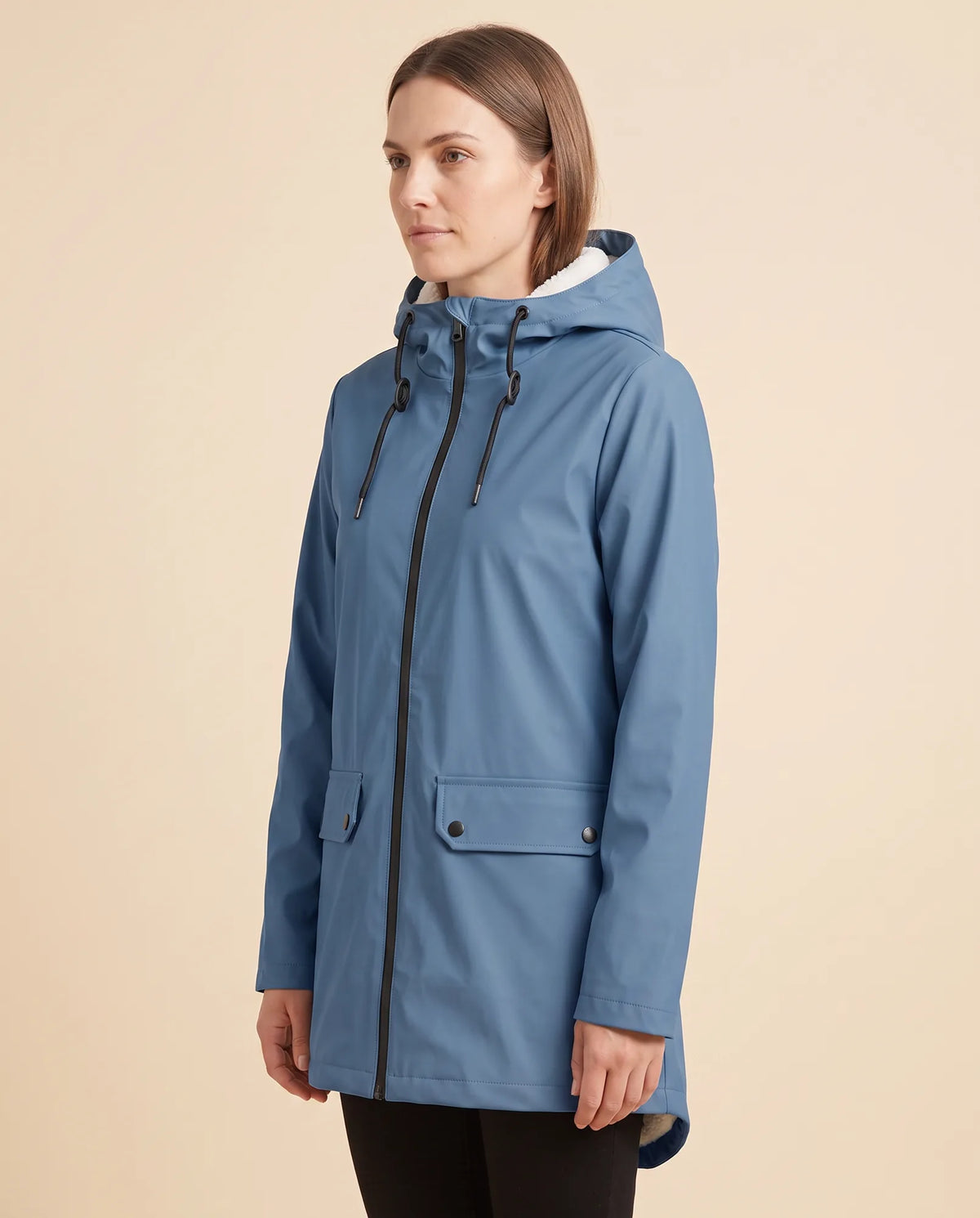 Pearl Hooded Coat for Women - Zip-Up Lined Winter Warm
