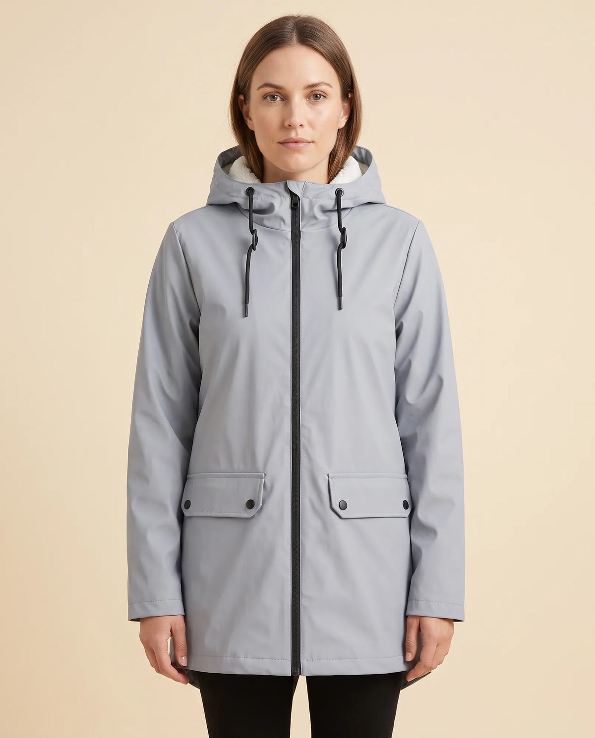 Pearl Hooded Coat for Women - Zip-Up Lined Winter Warm