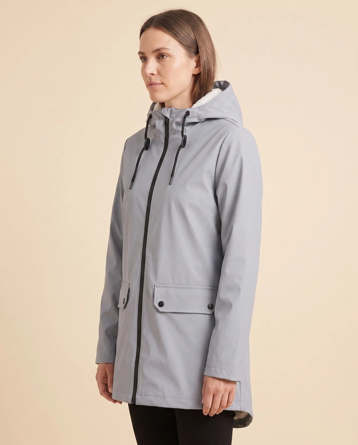 Pearl Hooded Coat for Women - Zip-Up Lined Winter Warm