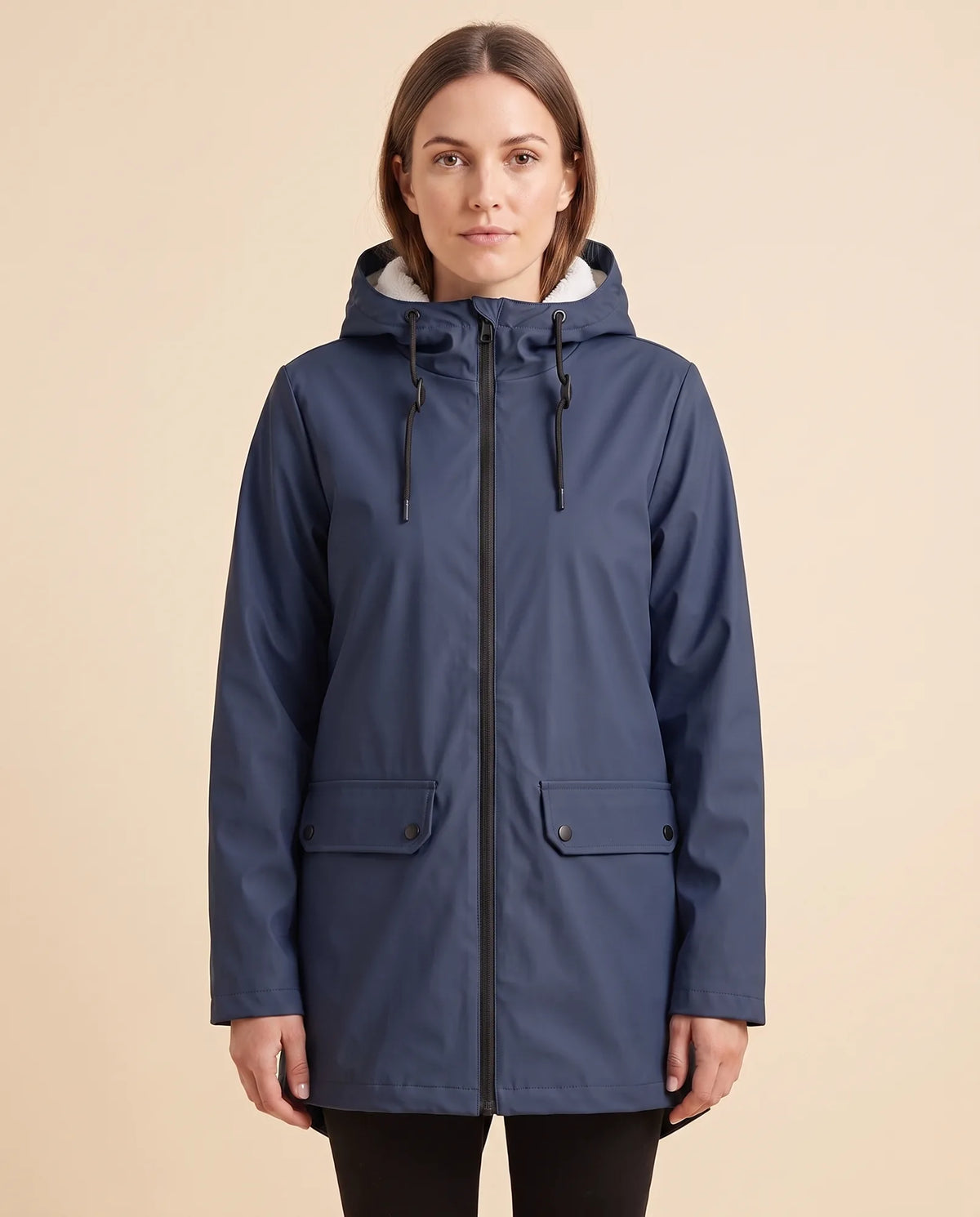 Pearl Hooded Coat for Women - Zip-Up Lined Winter Warm