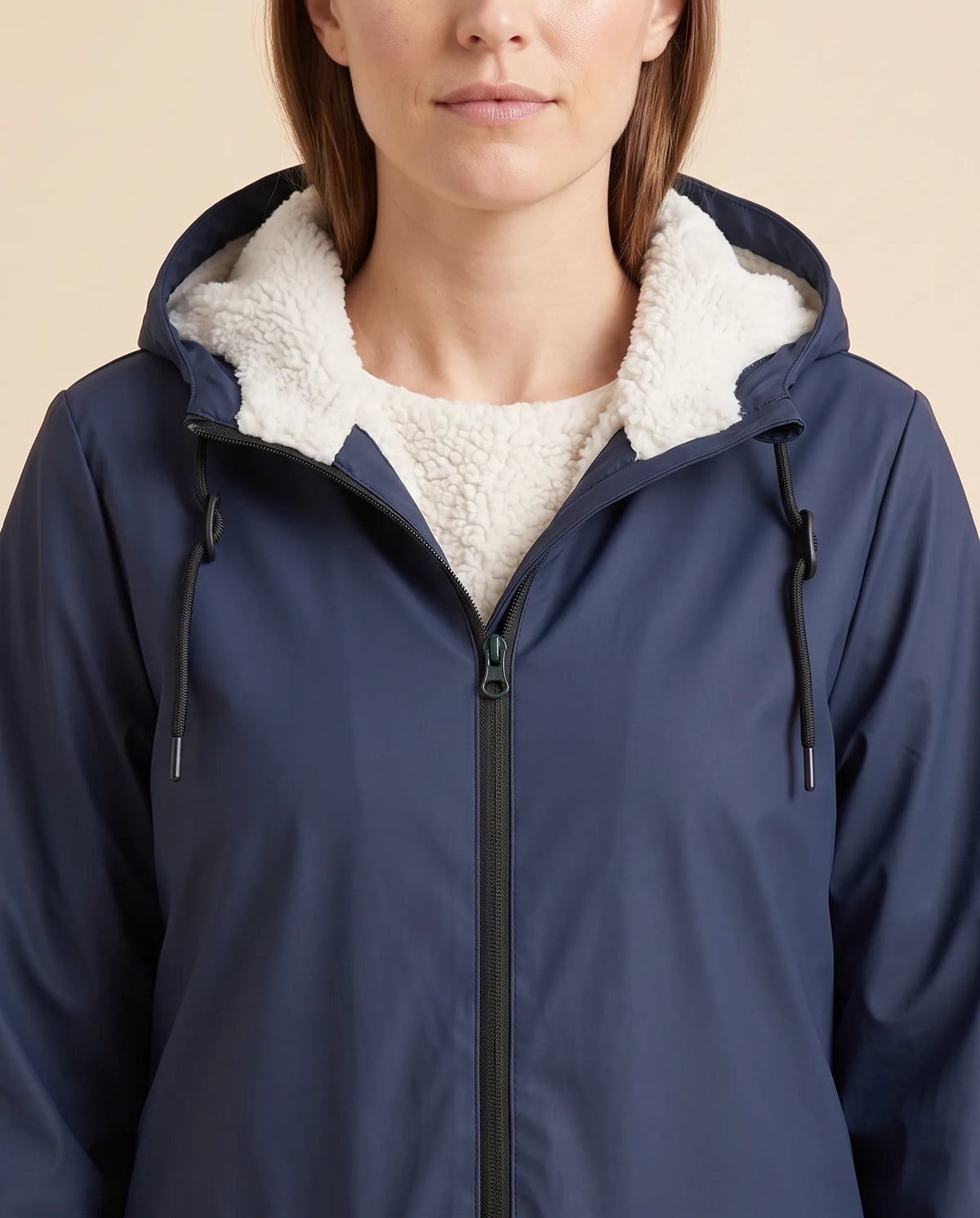 Pearl Hooded Coat for Women - Zip-Up Lined Winter Warm