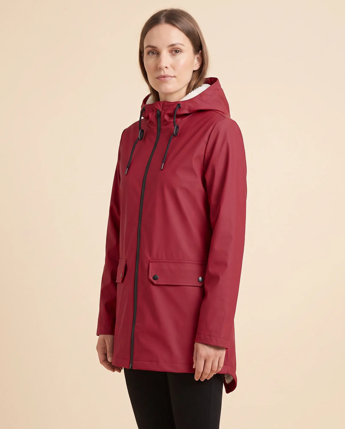 Pearl Hooded Coat for Women - Zip-Up Lined Winter Warm