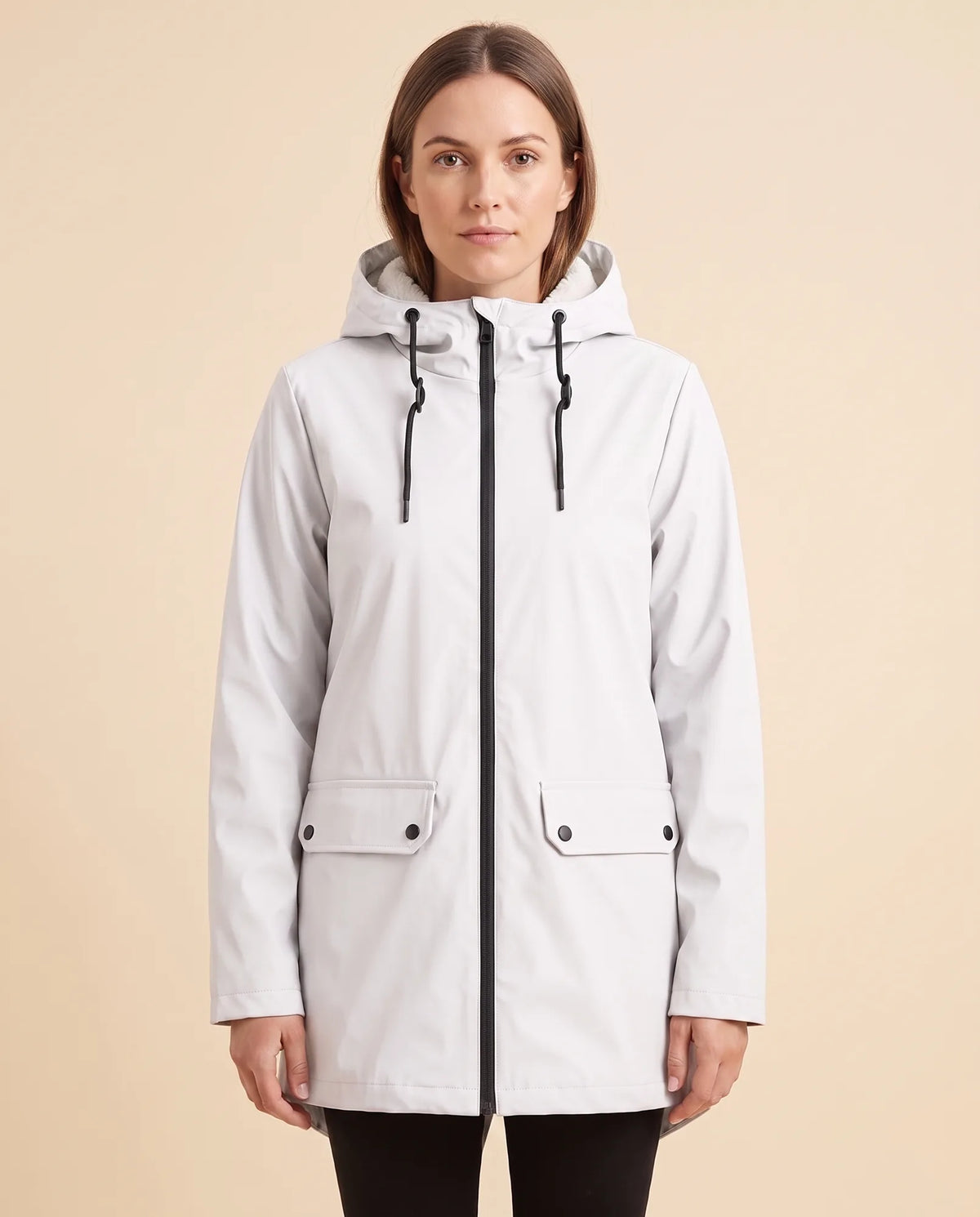 Pearl Hooded Coat for Women - Zip-Up Lined Winter Warm