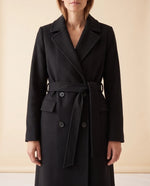 Quinn Long Coat for Women - Belted Double-Breasted Lapel