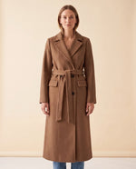 Quinn Long Coat for Women - Belted Double-Breasted Lapel