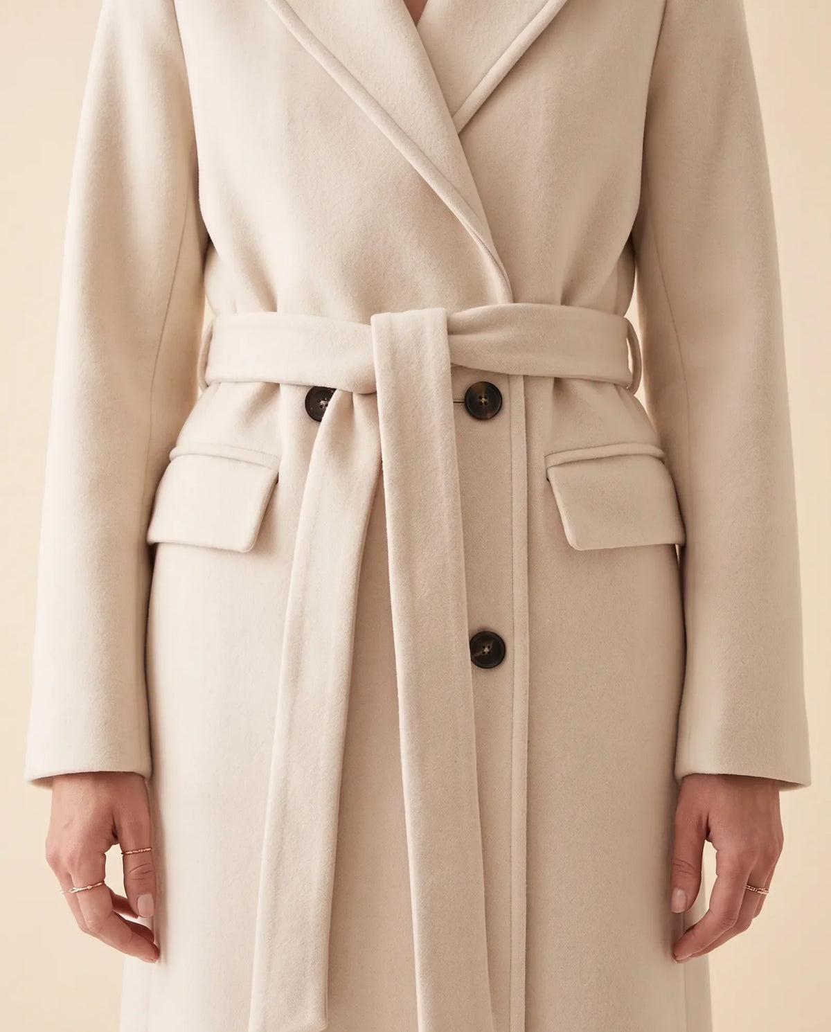 Quinn Long Coat for Women - Belted Double-Breasted Lapel