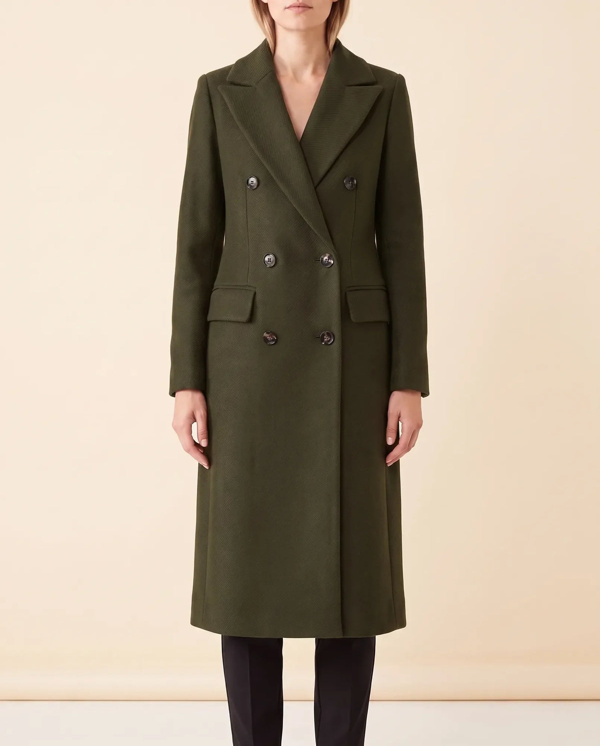 Rhea Long Coat for Women - Tailored Double-Breasted Longline