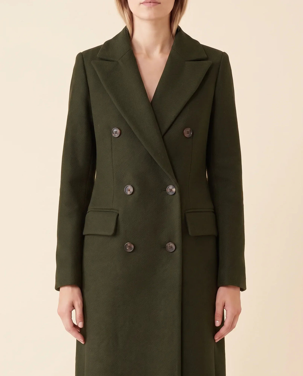 Rhea Long Coat for Women - Tailored Double-Breasted Longline