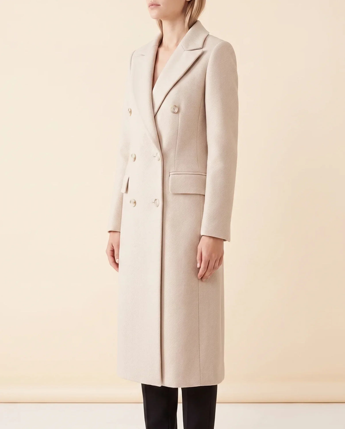 Rhea Long Coat for Women - Tailored Double-Breasted Longline