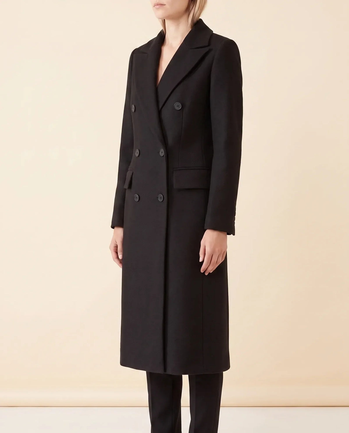 Rhea Long Coat for Women - Tailored Double-Breasted Longline