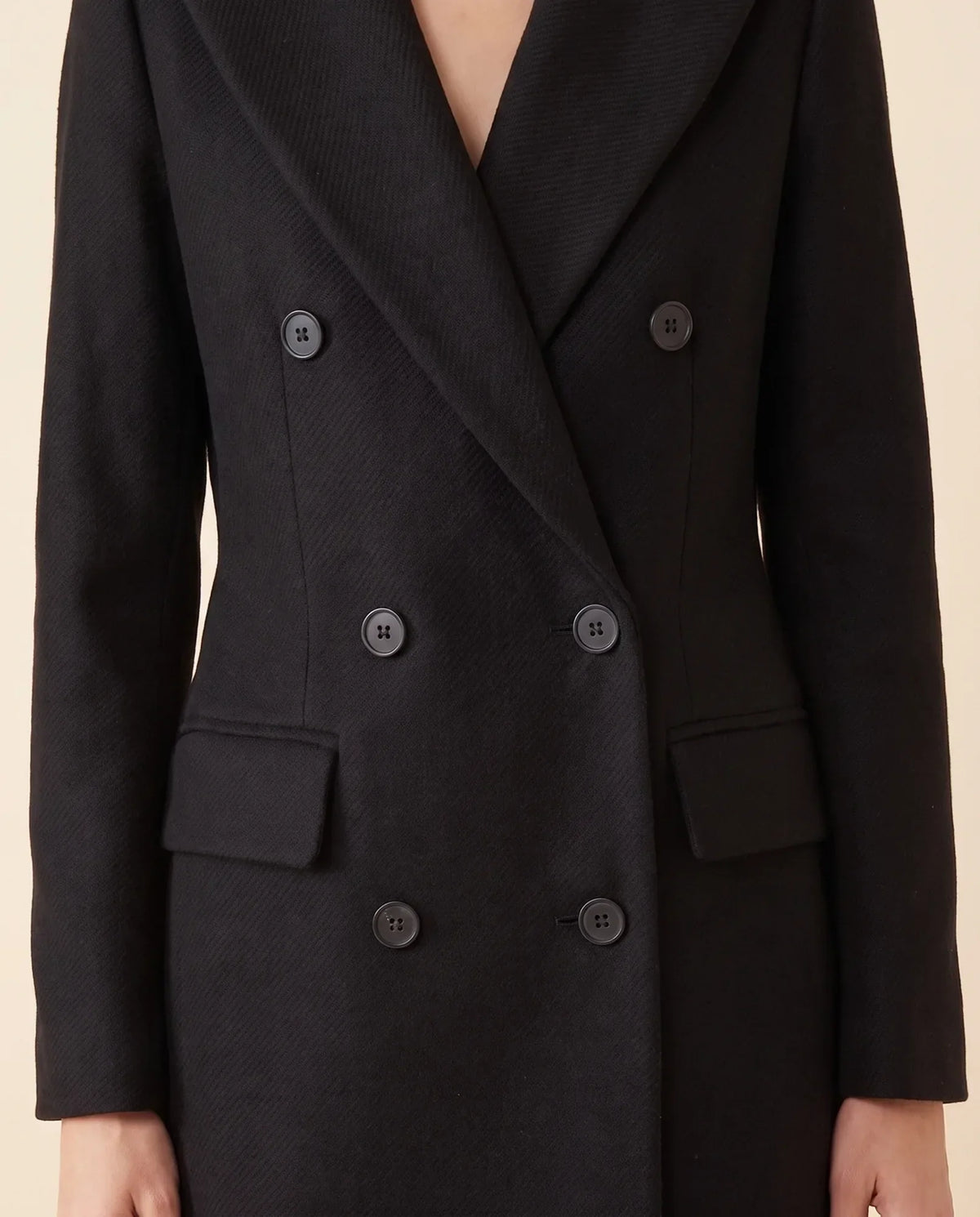 Rhea Long Coat for Women - Tailored Double-Breasted Longline