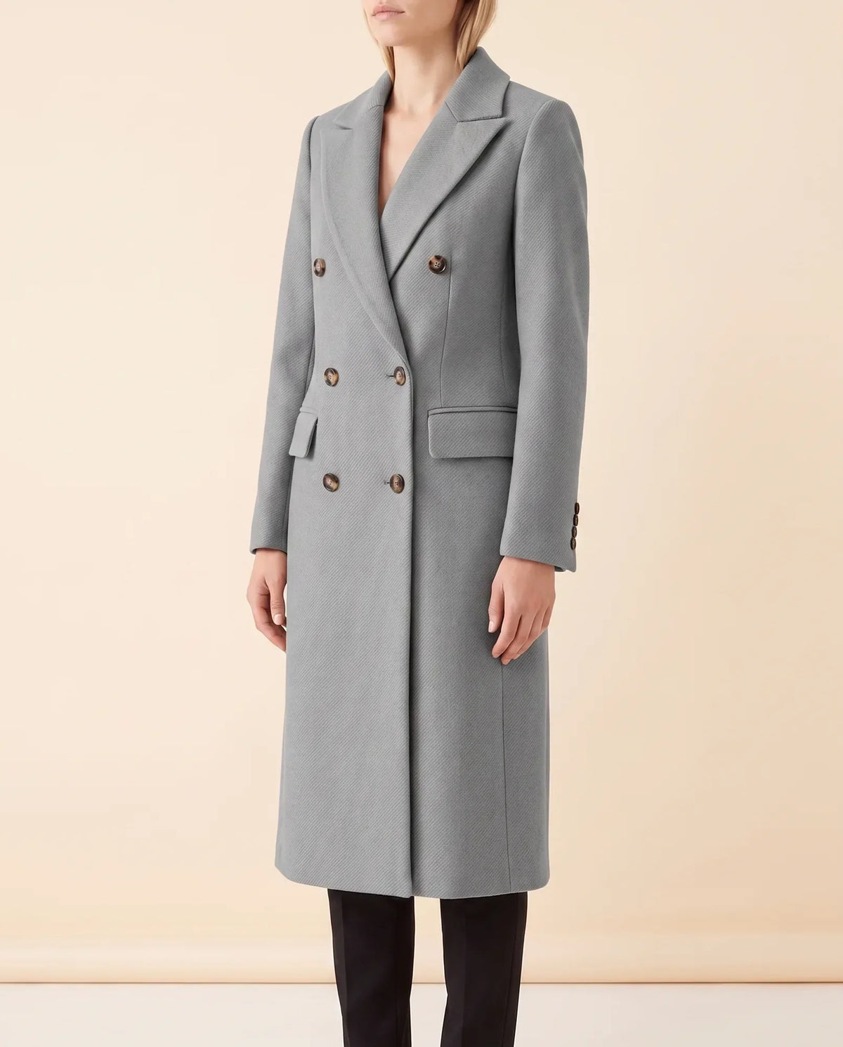 Rhea Long Coat for Women - Tailored Double-Breasted Longline