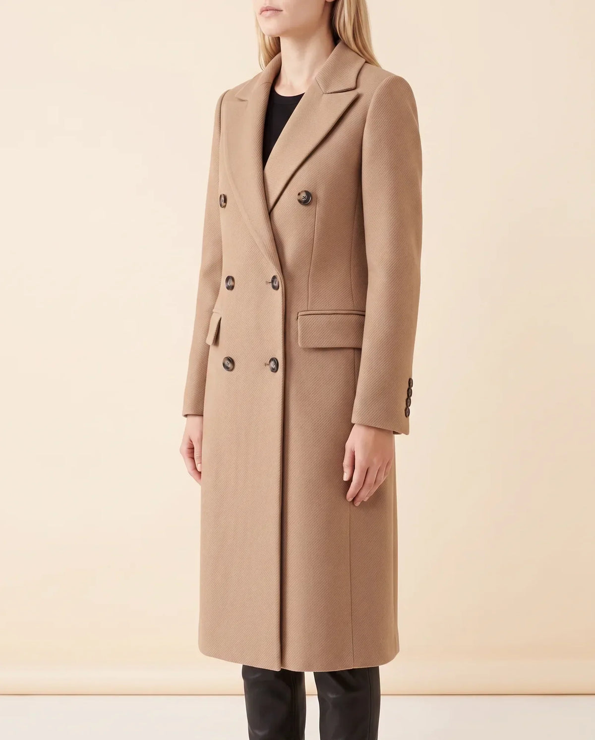 Rhea Long Coat for Women - Tailored Double-Breasted Longline